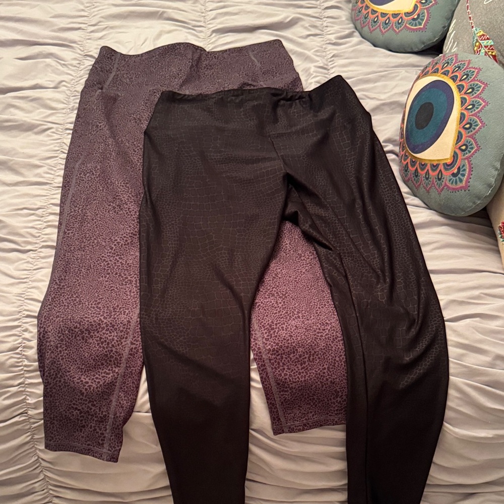 BOGO like new black and purple animal print yoga/work out pants
